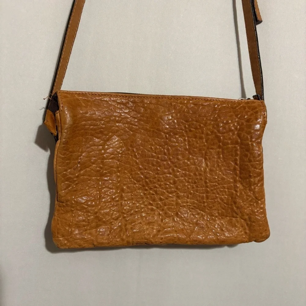 Maxon Collection Pebbled Genuine Leather Crossbody Purse made in Italy zipper